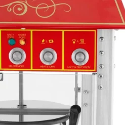 Royal Catering - Popcornmaskin med vagn - Retrodesign - 195 / 235 °C - Röd
