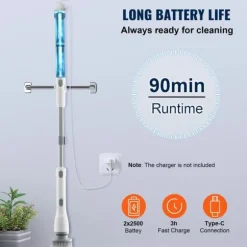 280RPM/380RPM 2-växlad sladdlös elektrisk roterande golvskurmaskin med 4 borsthuvuden, 3 justerbara längder och vinklar