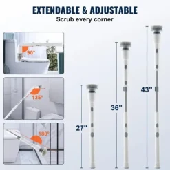 280RPM/380RPM 2-växlad sladdlös elektrisk roterande golvskurmaskin med 4 borsthuvuden, 3 justerbara längder och vinklar