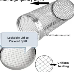 Rullande grillkorgar för utomhusgrillning, grillkorg i rostfritt stål Rullande grillkorg (2 st)