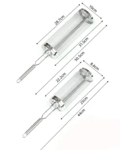 Rullande Grillkorg,Rostfri Grillkorg med Avtagbart Handtag – Set med 2, Perfekt för Camping och Trädgård