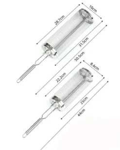 Rullande Grillkorg,Rostfri Grillkorg med Avtagbart Handtag – Set med 2, Perfekt för Camping och Trädgård