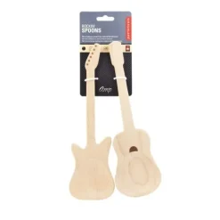 Salladservetter - Gitarr - Trä - 2 stycken - Naturlig - Ej diskmaskinssäker