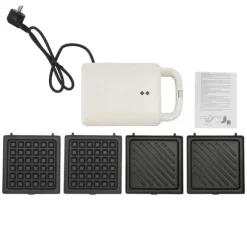 Sandwichfrukostmaskin, dubbel-sidig uppvärmning, lätt att rengöra,VIT