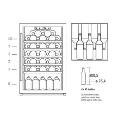 Scandomestic SV 45 B - Vinkylskåp - 1 Zon - bredd: 55 cm - djup: 55,5 cm - höjd: 83,5 cm - 115 liter - svart - Upp till 45 flaskor
