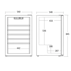 Scandomestic SV 45 B - Vinkylskåp - 1 Zon - bredd: 55 cm - djup: 55,5 cm - höjd: 83,5 cm - 115 liter - svart - Upp till 45 flaskor