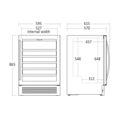 Scandomestic SV 81 X - Vinkyl - 1 Zon - bredd: 59,5 cm - djup: 61,3 cm - höjd: 86,5 cm - 146 liter - rostfritt stål/svart - Upp till 46 flaskor