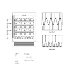 Scandomestic SV 81 X - Vinkyl - 1 Zon - bredd: 59,5 cm - djup: 61,3 cm - höjd: 86,5 cm - 146 liter - rostfritt stål/svart - Upp till 46 flaskor