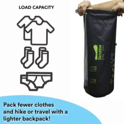 SCRUBBA WASH BAG 13.5L Black, tvättpåse resa, drybag med inbyggd tvättbräda