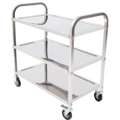 Serveringsvagn - Rostfritt stål - 3 våningar - Med hjul - För restaurang, kök och hotell