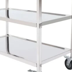 Serveringsvagn - Rostfritt stål - 3 våningar - Med hjul - För restaurang, kök och hotell