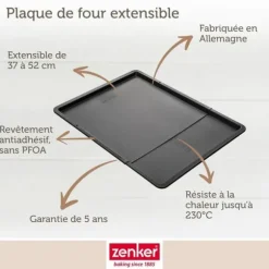 Set med 2 expanderbara bakplåtar - ZENKER - Svart metallic - 37 till 52 x 33 cm