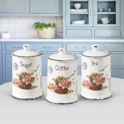 Set med 3 keramiska behållare för kaffe, te och socker MAESTRO ROSE MR-20050-03cs
