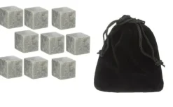 Set med 9 KYLSTENAR för drinkar, grå, MED PÅSE
