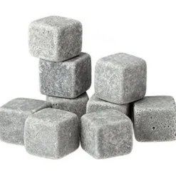 Set med 9 återanvändbara granitwhiskystenar Täljstensiskuber Dryckskylare