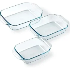 Set med 3 ugnsformar - PYREX - Glas - Rektangulär - Irresistible - 20-25-28 cm