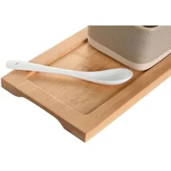 Set med bambutallrikar - DKD Home Decor - 29 x 11,5 x 1,5 cm - Flerfärgad - För vuxna