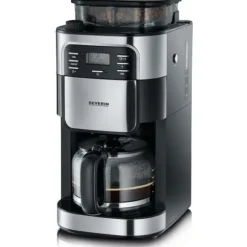 SEVERIN 4810 Kaffebryggare med filter och integrerad kvarn - svart och rostfritt stål - 1000W - 1,4 L