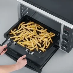 SEVERIN TO2058 42 L minivärmeugn, pizzasten och rotisseri, 1 800 W bänkugn, 120 min timer, svart/rostfritt stål