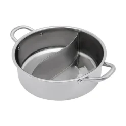 Shabu Shabu Hot Pot - Gryta i rostfritt stål - Delad dubbel smak - 26 cm - Induktionskompatibel - För fondue