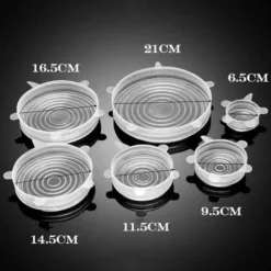 SHOP-STORY - Förpackning med 6 universella expanderbara silikonlock av livsmedelskvalitet för rektangulära eller ovala fyrkantiga behållare