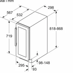 Siemens iQ500 KU20WVHF0 Vinkyl med glasdörr 82 x 30 cm. - Upp till 21 flaskor - 38 dB