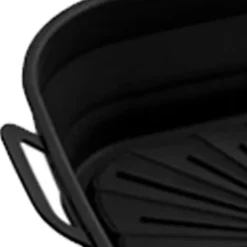 Silikon fritös liners Set - 8 tum fyrkantig, förtjockad & vikbar, luktfri - svart