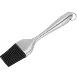 Silikonborste Handtag i rostfritt stål Högtemperaturbeständigt köksbakning Grillsås OljeborsteIhåligt handtag Runt huvud S