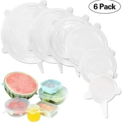 Silikonlock, Cefanty 6 st Återanvändbara silikonstretchlock Universallock/ Matförvaring