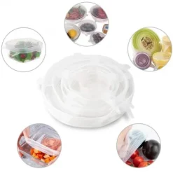 Silikonlock, Cefanty 6 st Återanvändbara silikonstretchlock Universallock/ Matförvaring