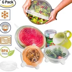 Silikonlock till skålar Koppar Matlock Set med 6 stretchlock Food Saver Wrap_CF*2607