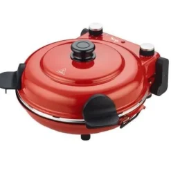 Sirge OSOLEMIO Pizzaugn - 1200 W elektrisk PIZZA - 400°C - RÖD - diameter 30 cm - SVART eldfast sten utan färgning