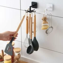 Självhäftande Krok Hållare för Köksredskap Vit