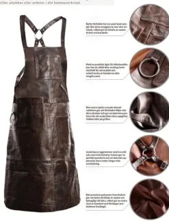SKINNFÖRKLÄDE GRILL / BBQ / BARISTA / KOCK / FRISÖR FÖRKLÄDE BRUN DISTRESSED APRON