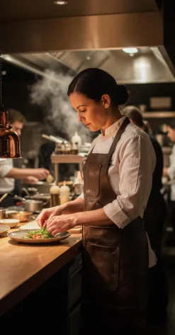 SKINNFÖRKLÄDE GRILL / BBQ / BARISTA / KOCK / FRISÖR FÖRKLÄDE BRUN DISTRESSED APRON