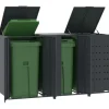 Skjul för sopkärl för 3 platser antracit 207x79x117 cm stål