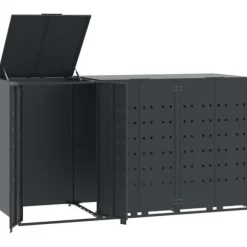 Skjul för sopkärl för 3 platser antracit 207x79x117 cm stål