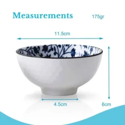 Skålset i 4 delar i en elegant presentförpackning skål Japanskt porslinsservis i blått och vitt