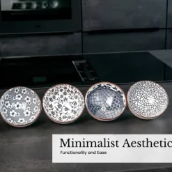 Skålset i 4 delar i en elegant presentförpackning skål Japanskt porslinsservis i blått och vitt