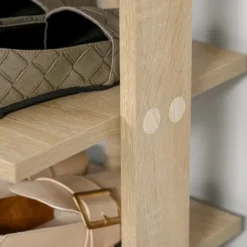 Skoställ - Skohylla - Smal - 7 Nivåer - För 6 Par - 32×30×104 cm - Trä - Natur