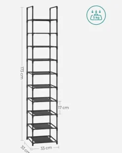 Skoställ 10 våningar 33 x 33 x 173 cm