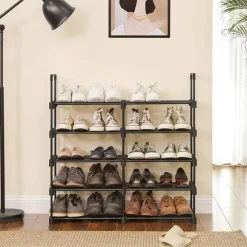 Skoställ Flexibla Hyllor 45x30x174 cm - Svart