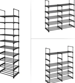 Skoställ Flexibla Hyllor 45x30x174 cm - Svart