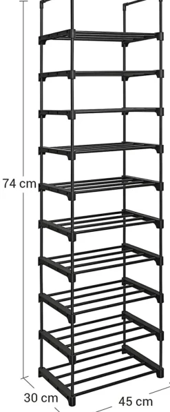 Skoställ Flexibla Hyllor 45x30x174 cm - Svart