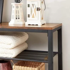 Skoställ med 5 Hyllor - Skohylla industriell Design 100 x 30 x 110 cm vintage brun-svart