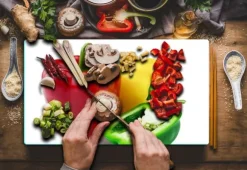 SKÄRBRÄDA I GLAS 52x30 PAPRIKA