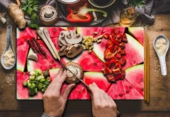 SKÄRBRÄDA I GLAS 52x30 VATTENMELON