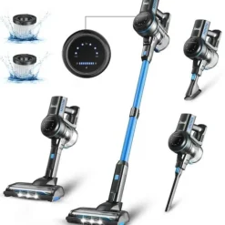 Sladdlös kvastdammsugare, INSE, S7P, blå, 6 i 1 lättviktsdammsugare, 26kpa, 45 min batteritid, 65db, 265W, 1L tank