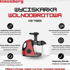 Slow juicer 150W för frukt och grönsaker KALLPRESS KLAUSBERG KB-7865