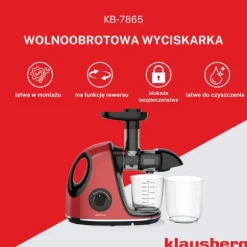 Slow juicer 150W för frukt och grönsaker KALLPRESS KLAUSBERG KB-7865